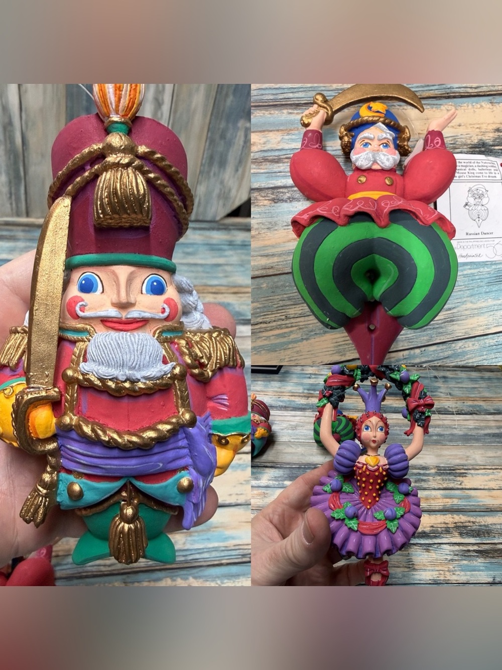 👑Vintage 1991 Dept 56 The Nutcracker Suite Ornament Lot of 3 - Intact Swords